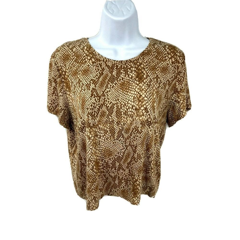 Artizia Babaton‎ Boxy Top T-Shirt Size Large Snake Print Short Sleeve